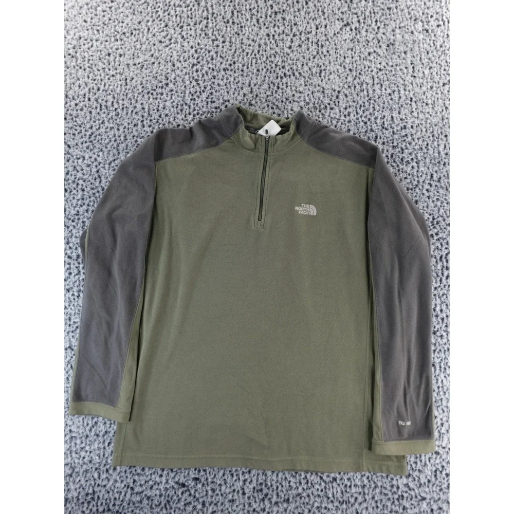 The North Face Mens TKA 100 Fleece‎ 1/4 Zip Pullover Khaki Green XL